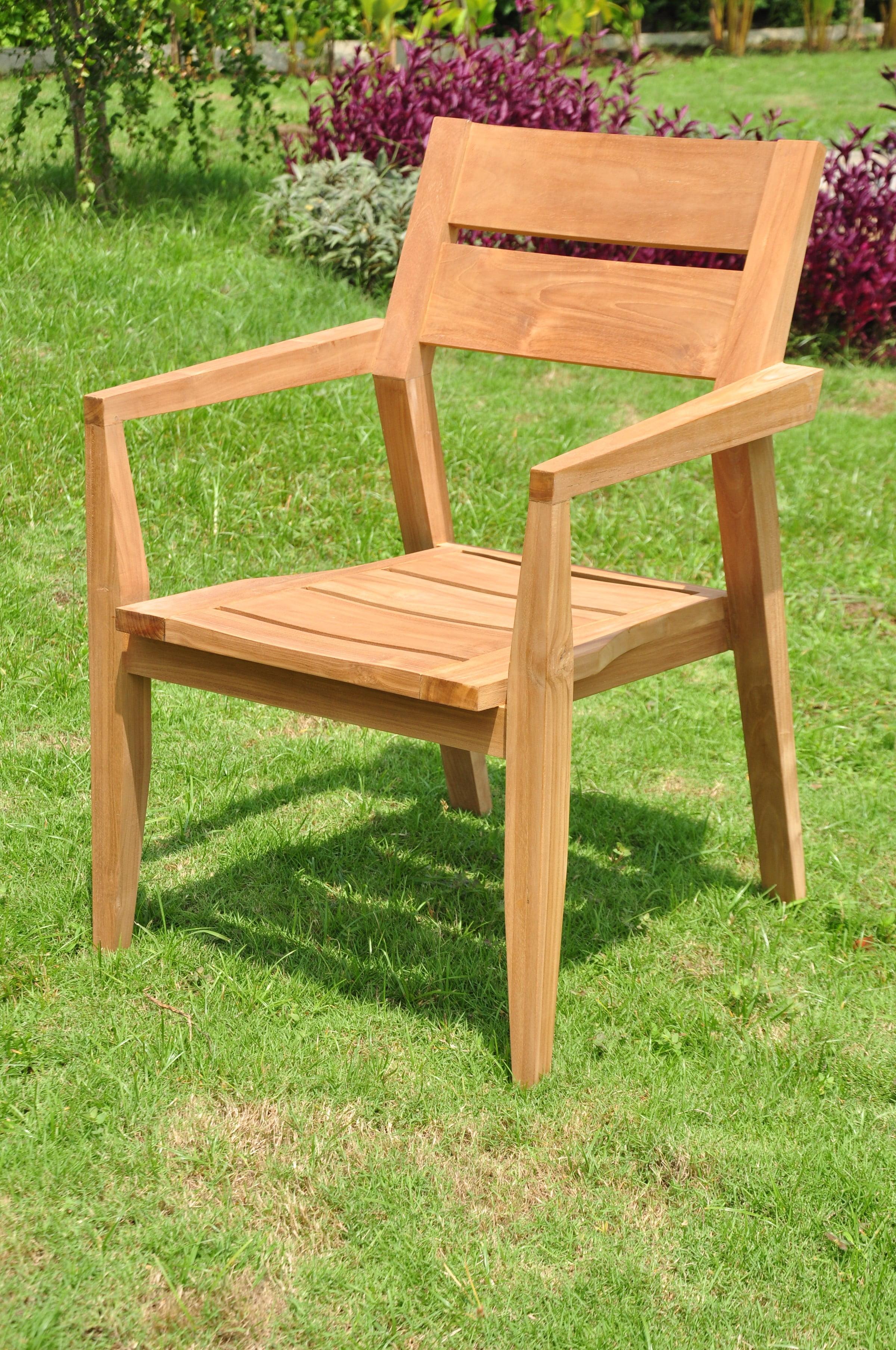 Vellore Teak Outdoor Stacking Dining Armchair (Set of 4)