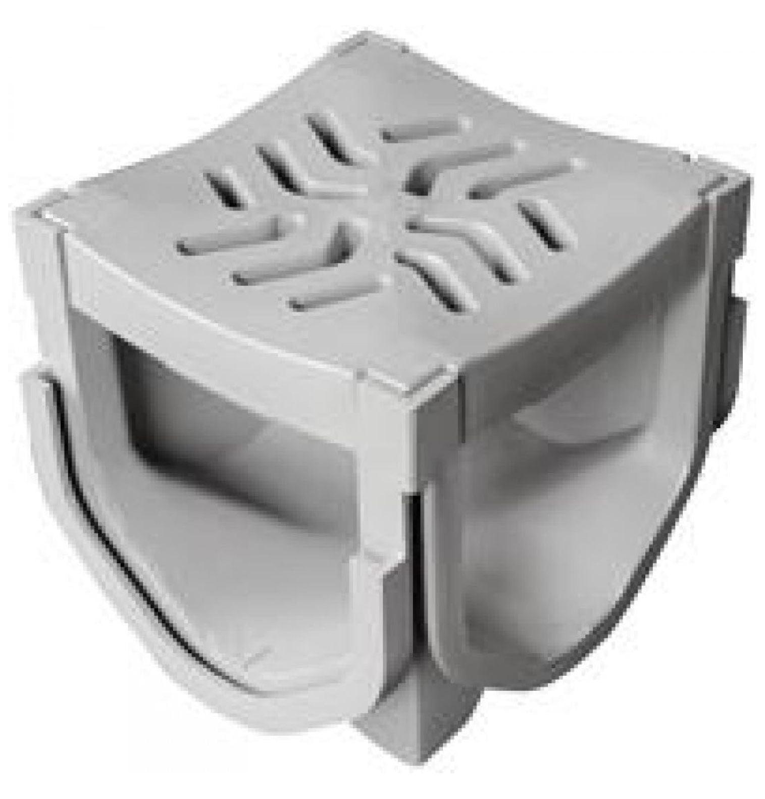 Gray Polypropylene Quad Connector Channel Drain Accessory