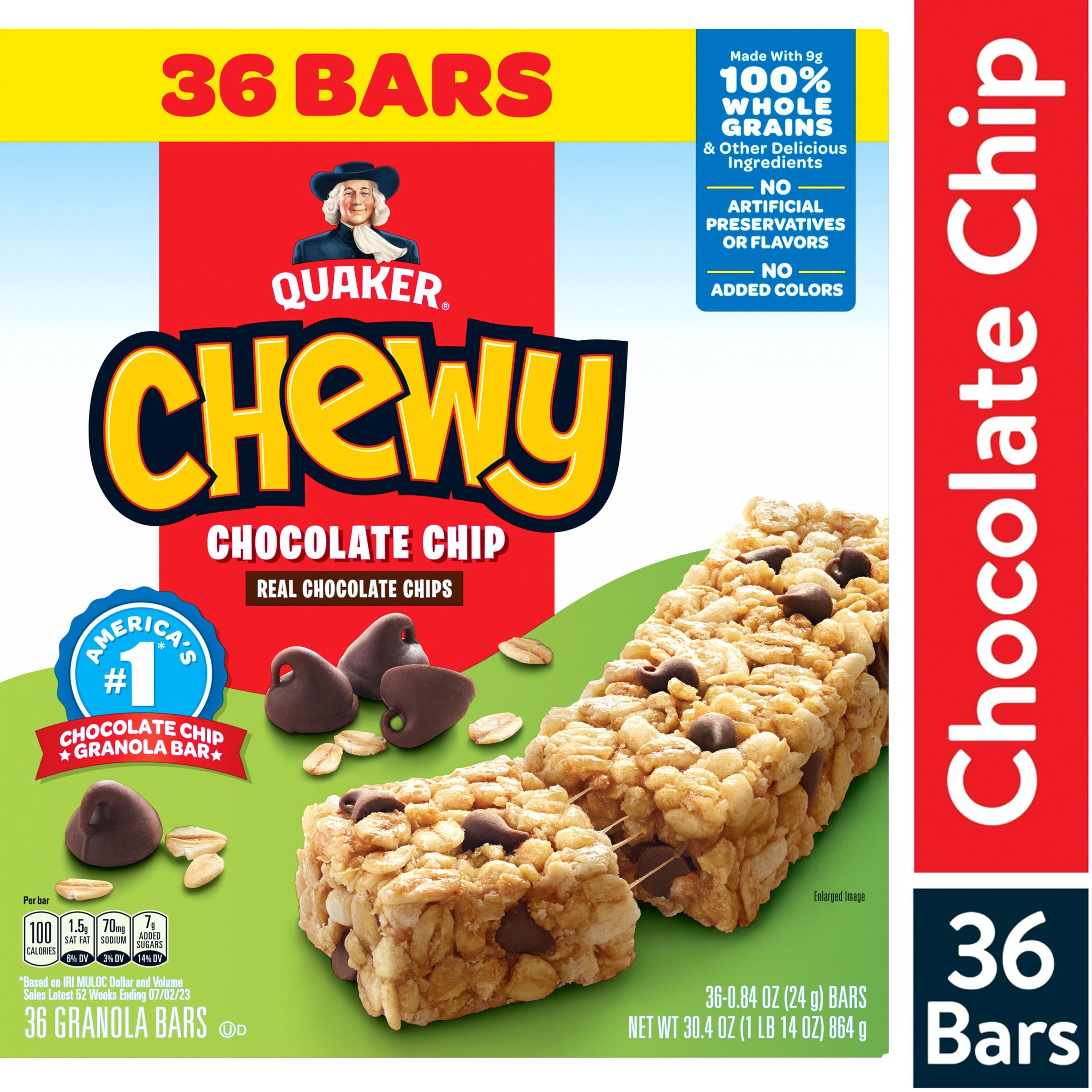 Quaker Chewy Granola Bars, Chocolate Chip Flavor, 0.84 oz, 36 Count