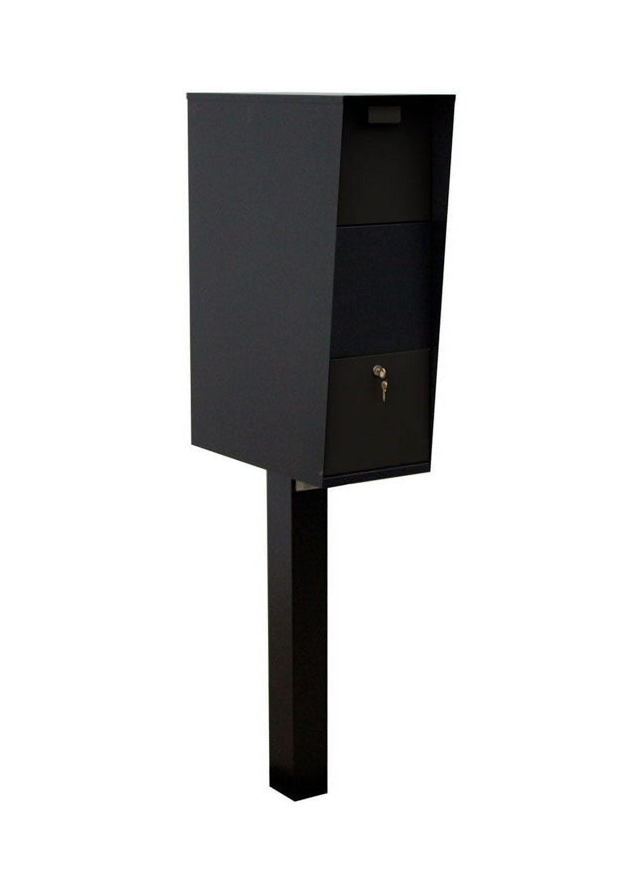 Black Steel Locking Post Mount Mailbox with Post