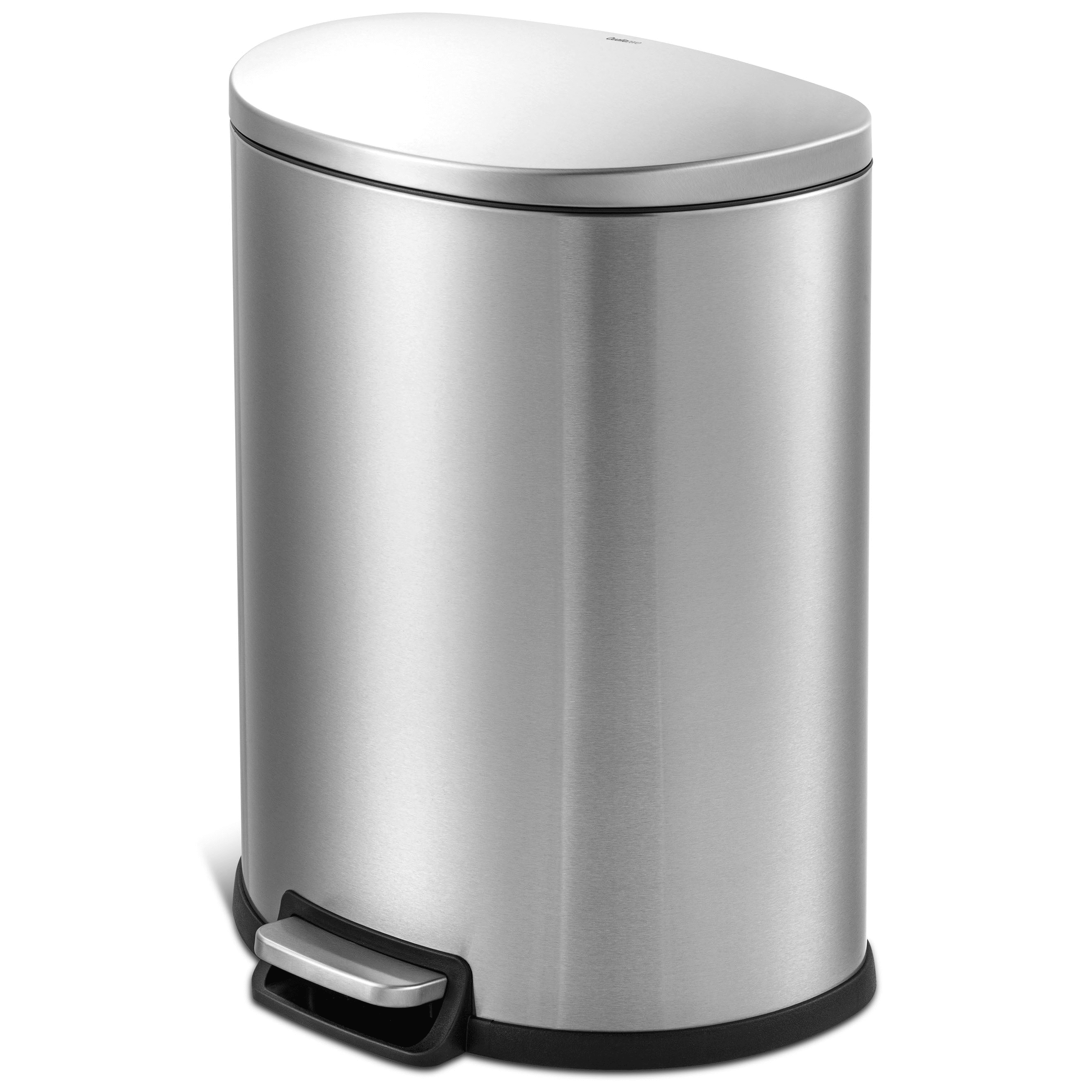 Qualiazero 13.2 Gallon Trash Can, D-Shape Step On Kitchen Trash Can, Stainless Steel