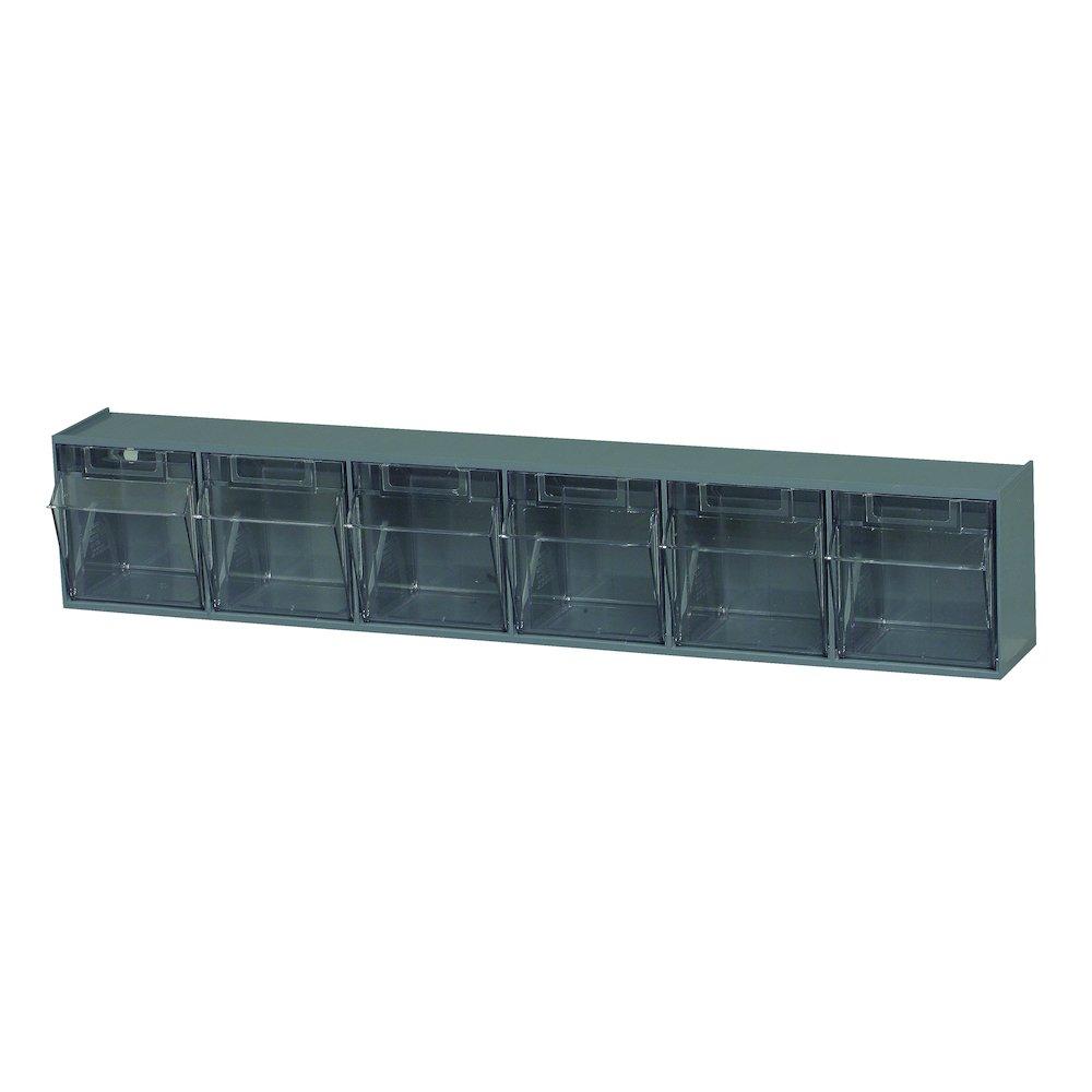Quantum Storage Systems Tip Out Bin, (6) Compartment, Handle With Label Slot, Opens To A 45° Angle,