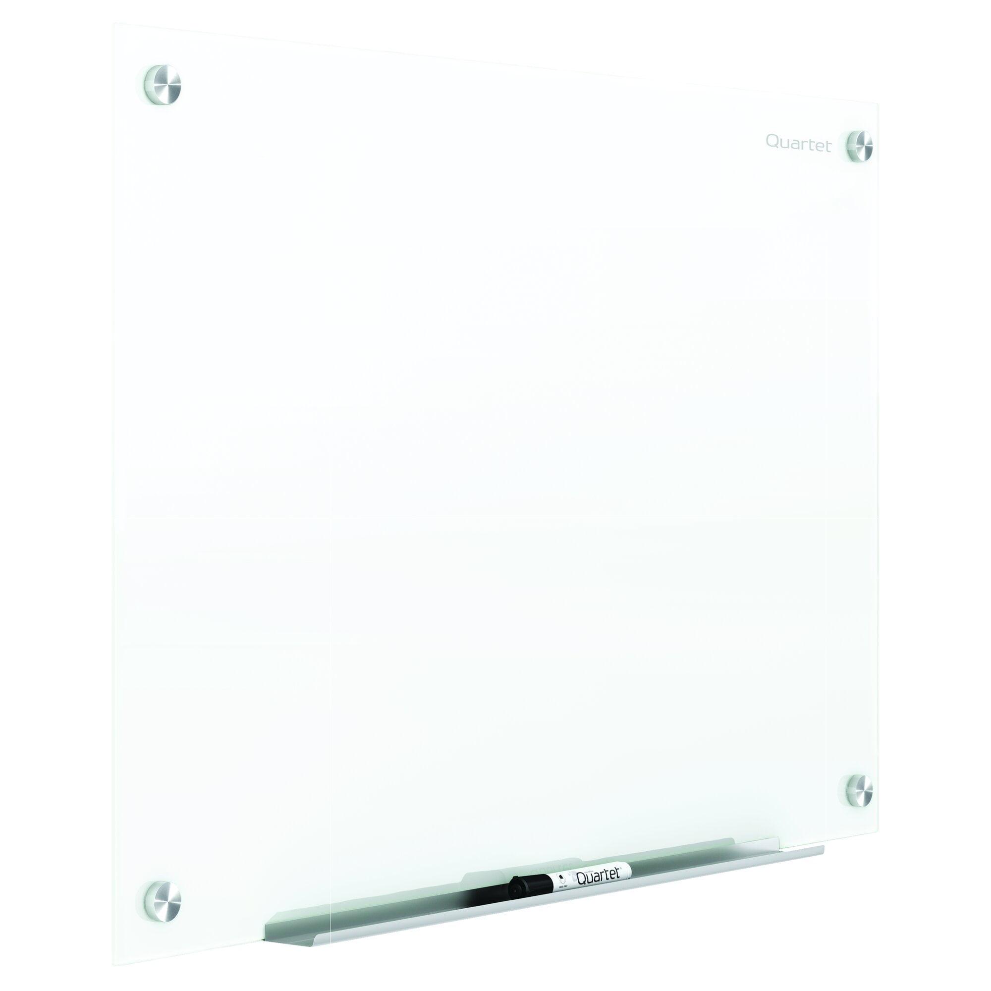 Brilliance White 48"x36" Magnetic Tempered Glass Frameless Whiteboard