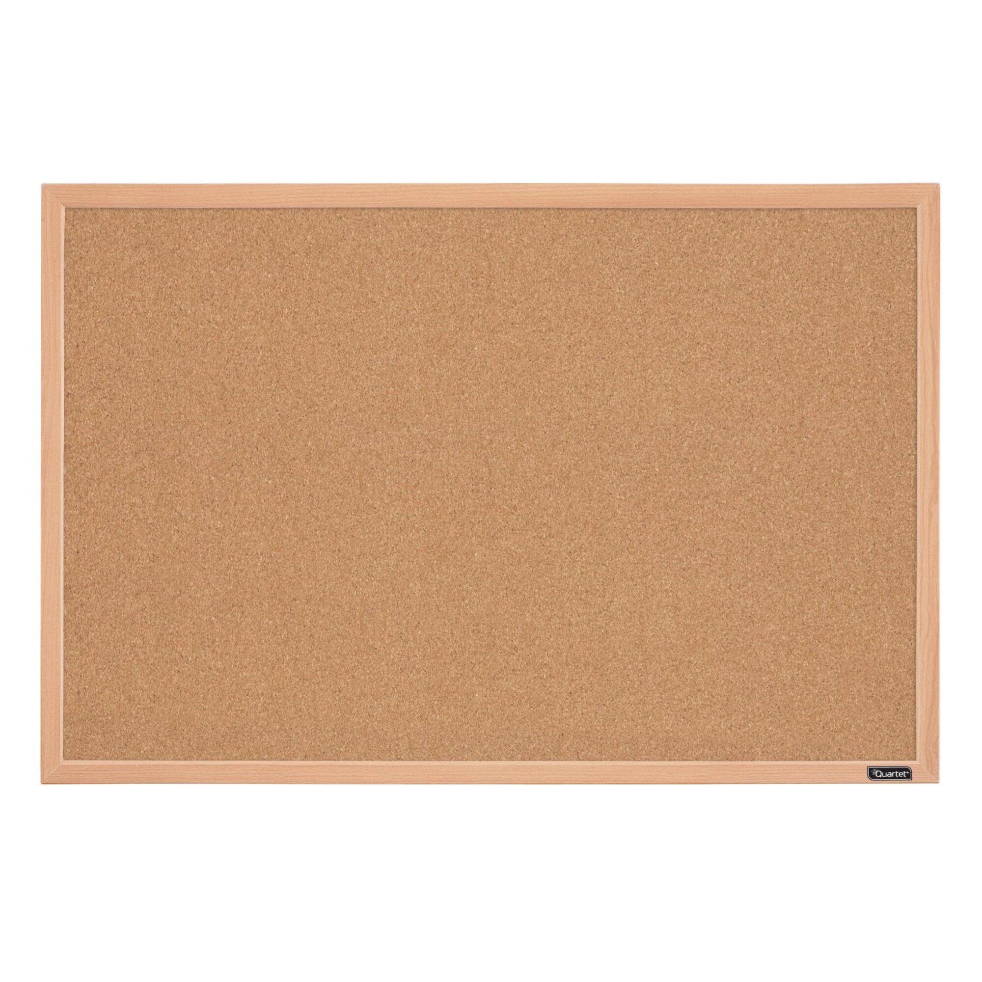 Versatile Oak Finish 35"x22.5" Wood Frame Cork Bulletin Board