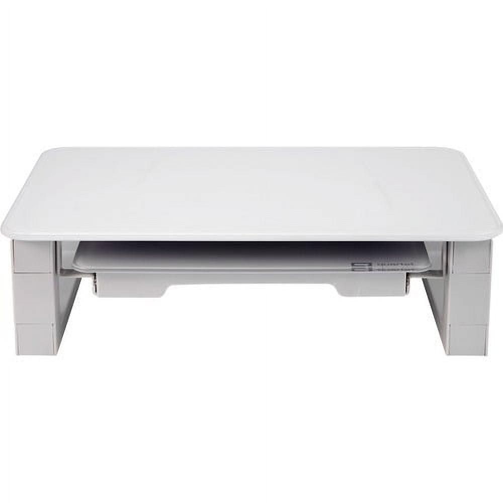 White Tempered Glass Adjustable Desktop Monitor Stand with Dry-Erase Board