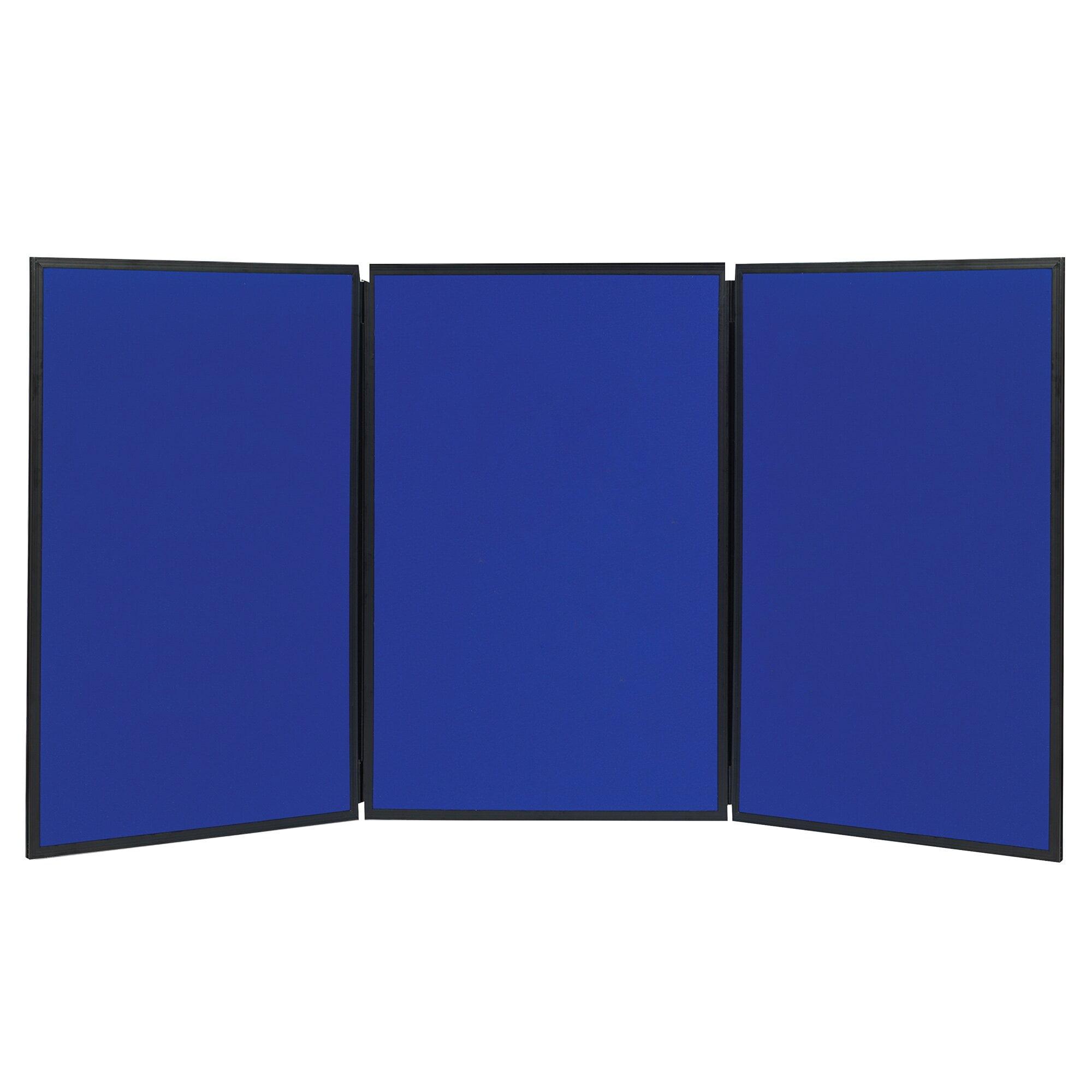 Quartet Show-It! Double-Sided Blue/Gray Fabric 3-Panel Display Board