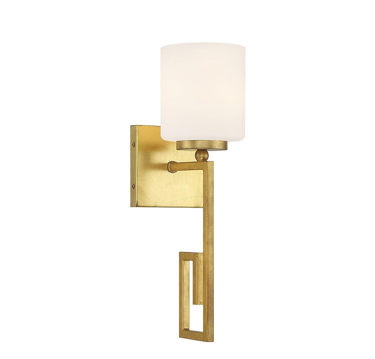 True Gold Dimmable Wall Sconce with White Opal Glass Shade