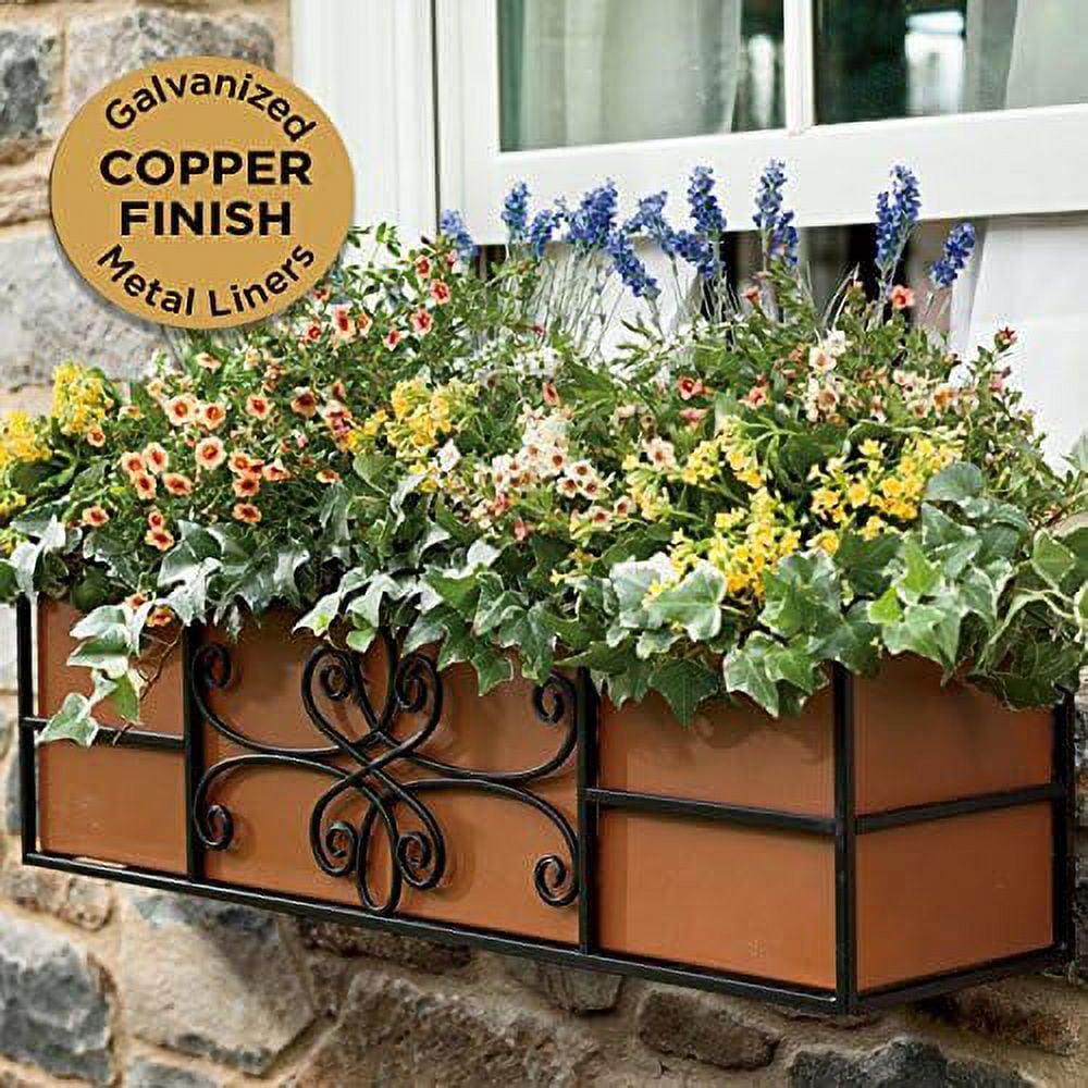 30" Black and Copper Metal Window Planter Box