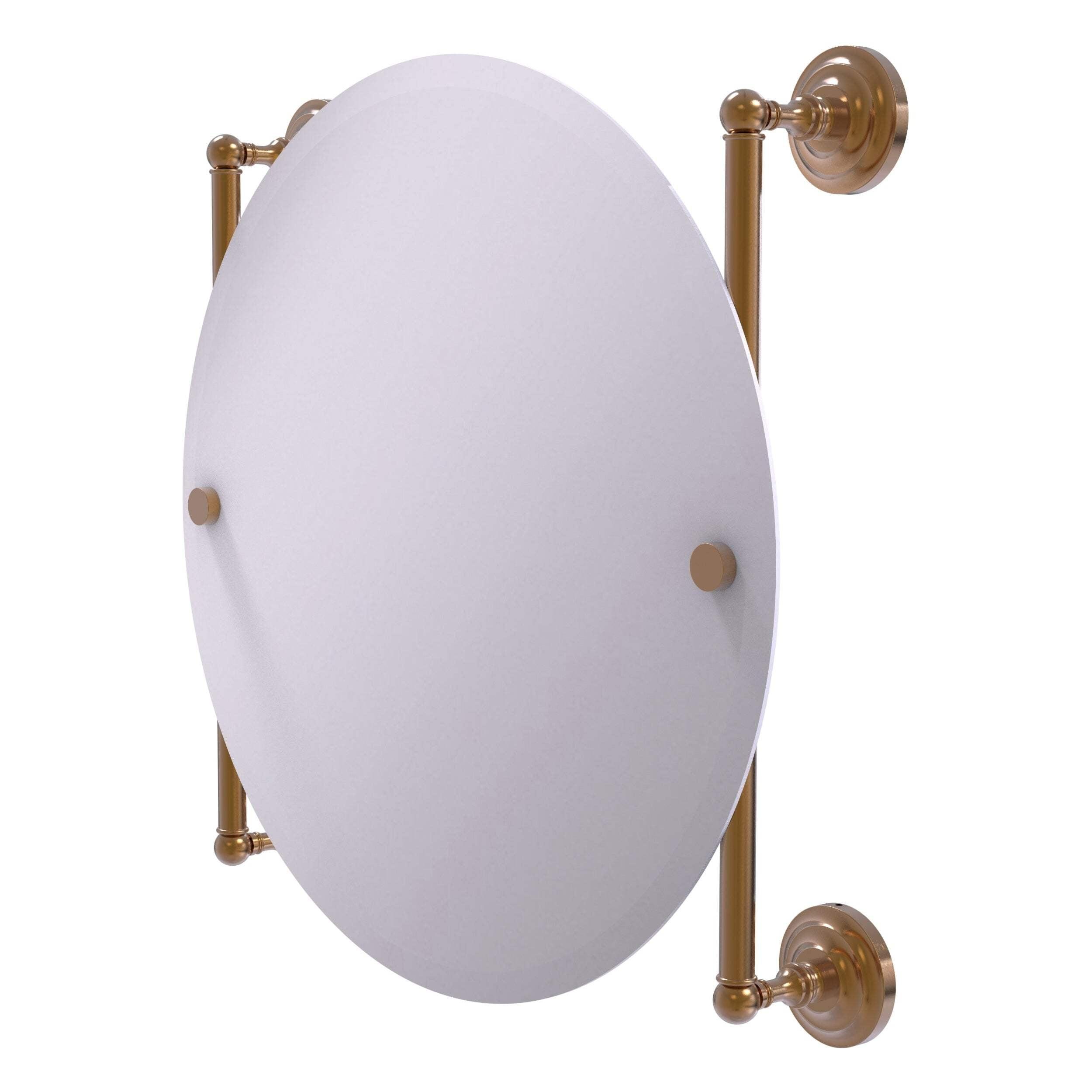 22-Inch Round Frameless Vanity Mirror with Brass Rails