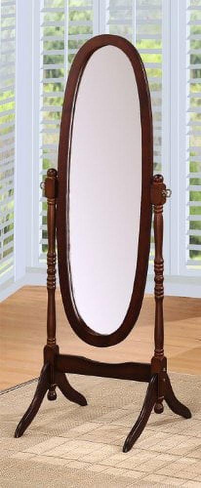 Espresso Finish Queen Ann Style Freestanding Wood Floor Mirror