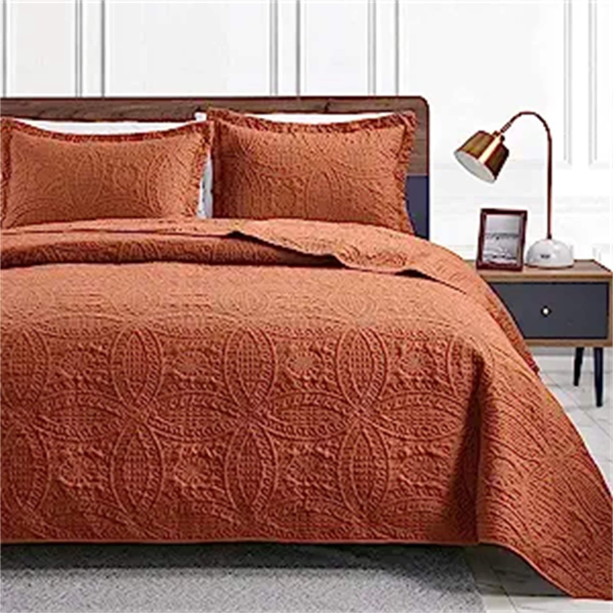 Queen Bed  Bedspreads 3 Piece Coin Pattern Umber - 3 Piece - Full - Queen