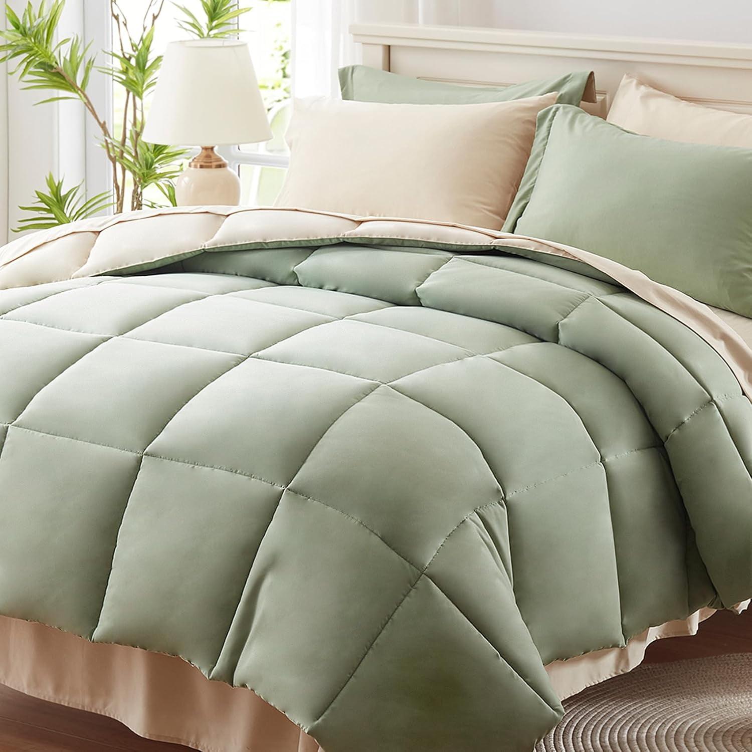 Sage Green Queen Microfiber Down Alternative Bed in a Bag