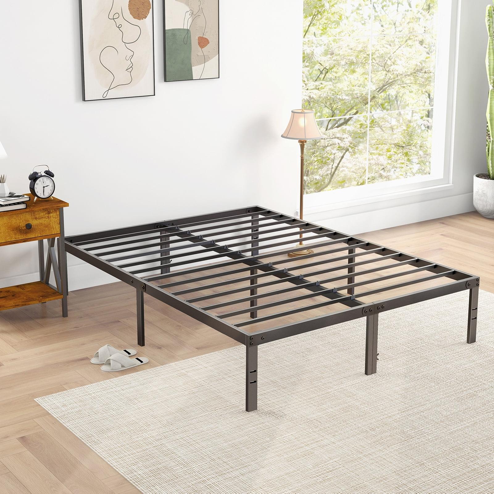 Whizmax 14 Inch Bed Frame with Storage,Metal Platform Bed Frame No Box Spring Needed Steel Slat Support, Black