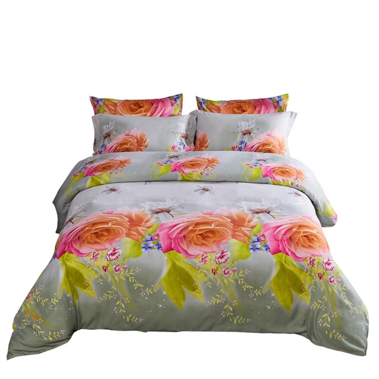 Queen Size Multicolor Floral Cotton Duvet Cover Set