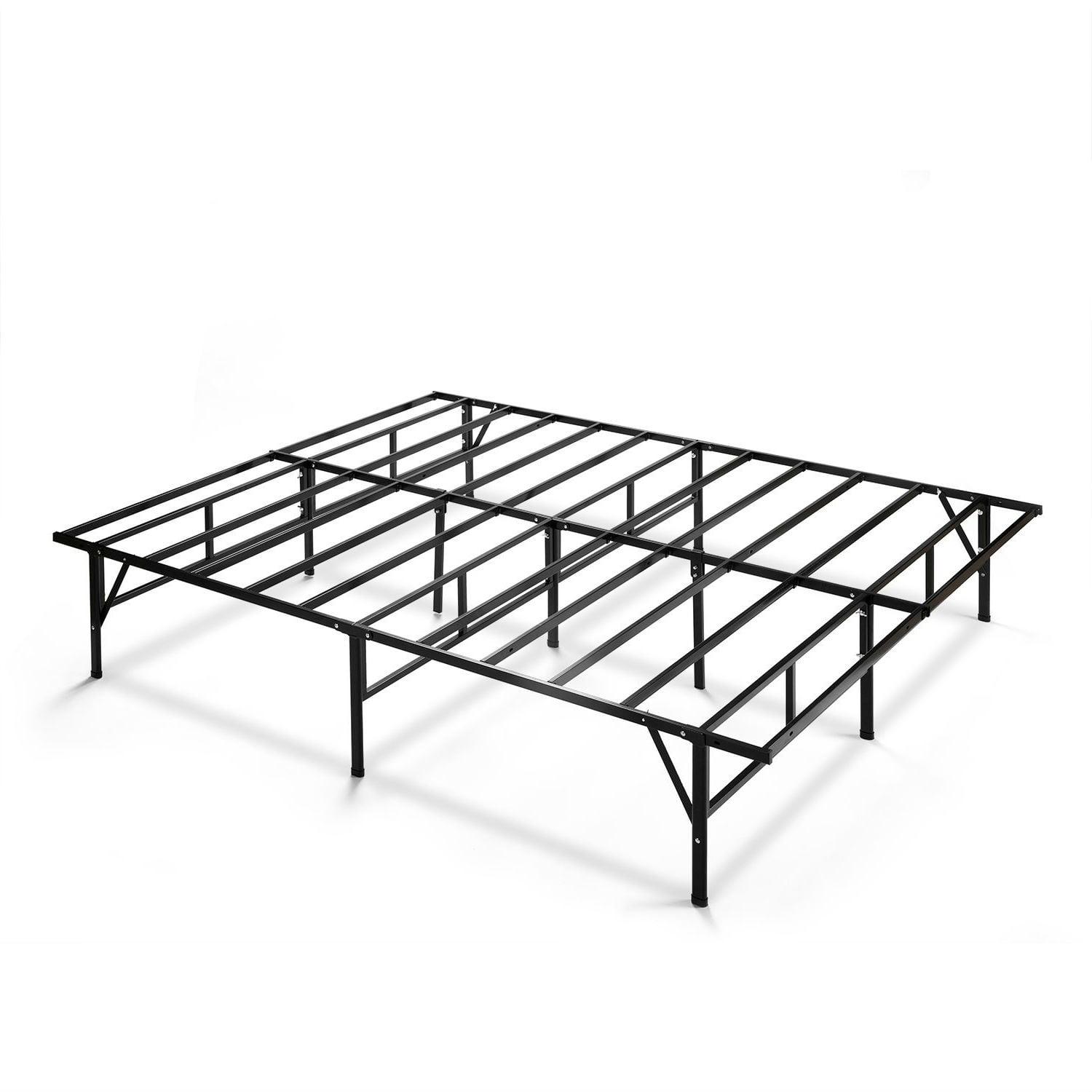 Queen Black Metal Platform Bed Frame with Storage