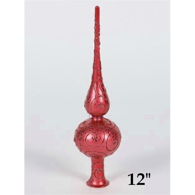 Queens of Christmas TOPPER-12-RE 12 in. Glitter Finial Topper, Red