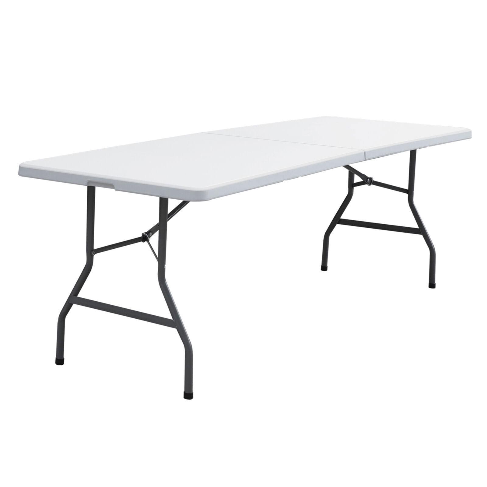 8-Foot Bi-Fold Plastic Banquet and Event Folding Table with Carrying Handle