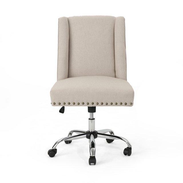 Chiara Home Office Fabric Desk Chair Light Brown - Christopher Knight Home: Chrome Base, Gas Lift, Swivel Function