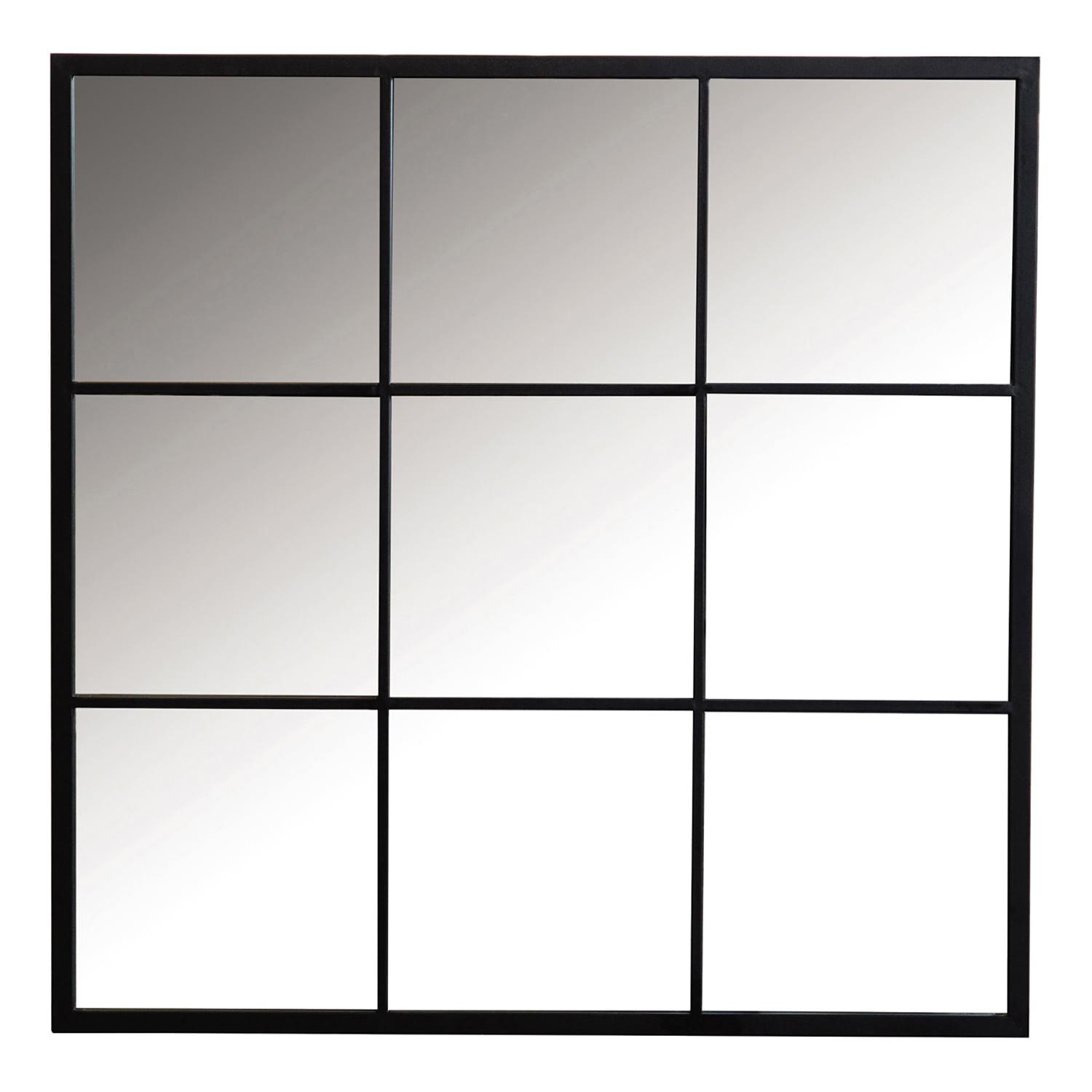 Quetzal Black Square Window Pane Wall Mirror