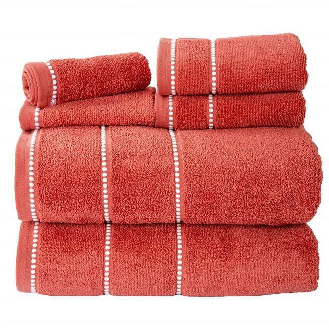 Brick and White Egyptian Cotton 6-Piece Towel Set