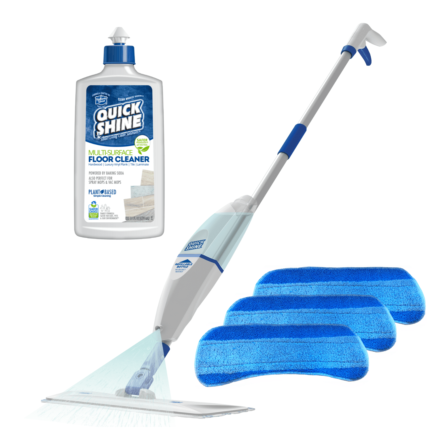 Quick Shine Multi-Surface Spray Mop Kit with Microfiber Pads