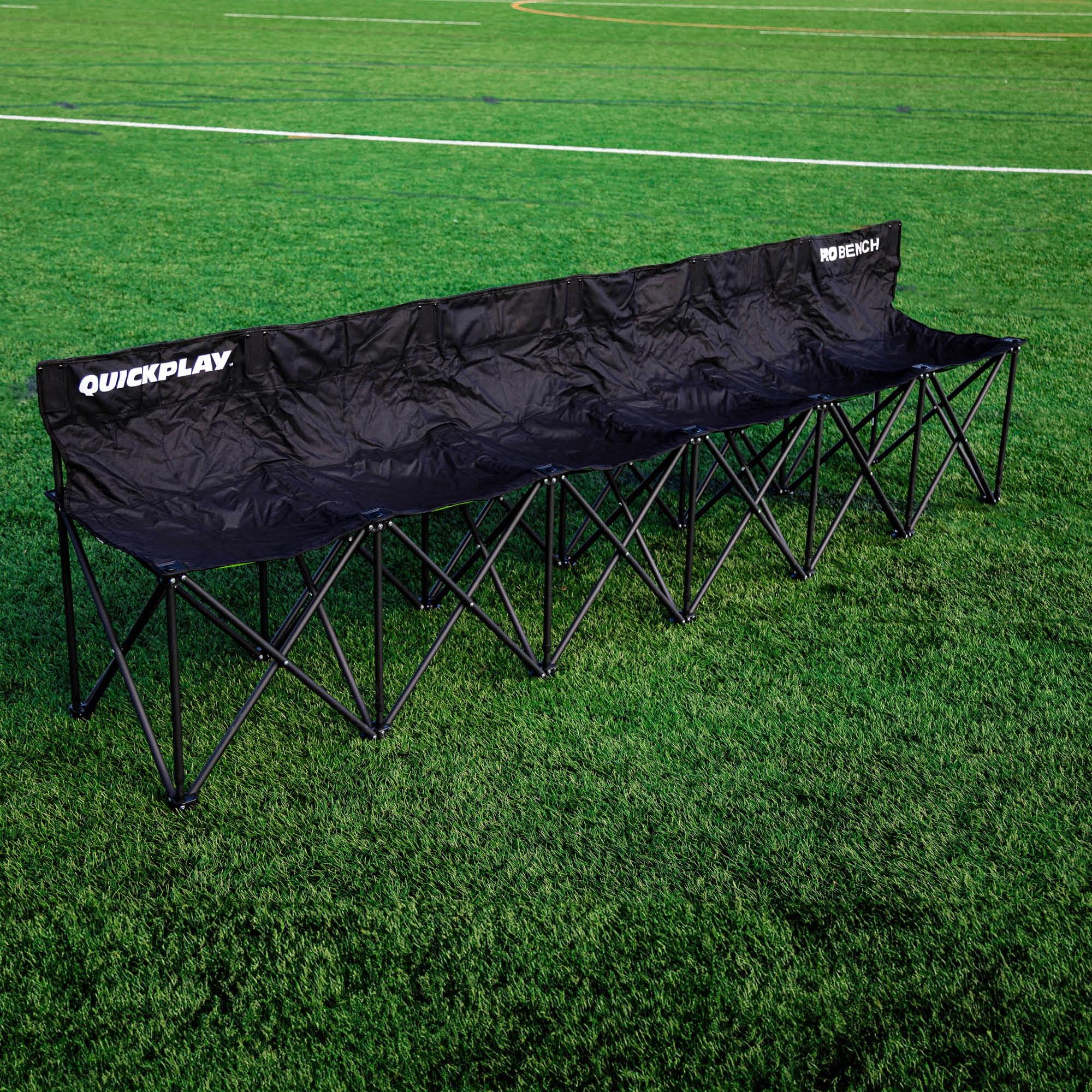 Quickplay PRO Black 6-Seat Portable Folding Bench with Steel Frame