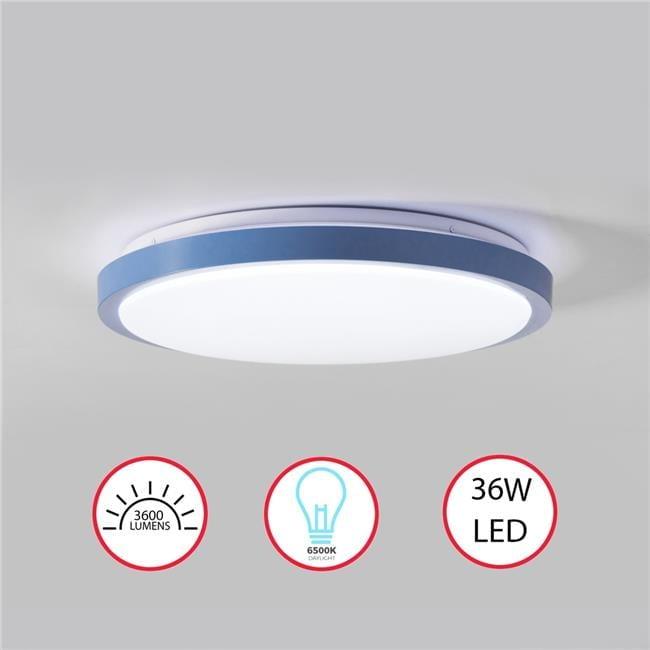 LED Ceiling Light Fixture Flush Mount Lighting, 6500K 30,000 Hour Lifetime 15 in. Blue 36W