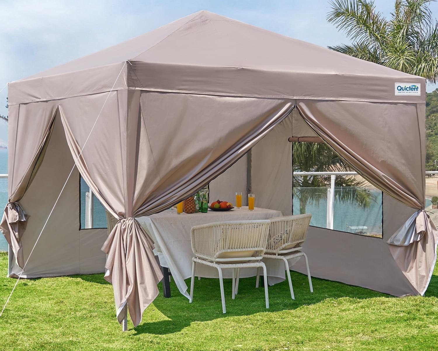 Beige 10' x 10' Pop-Up Canopy Tent with Sidewalls