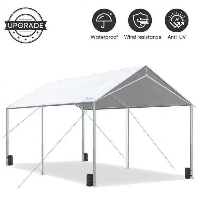 Quictent 10X20ft Upgraded Heavy Duty Carport Car Canopy Party Tent with Reinforced Steel Cables-White