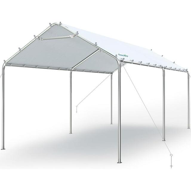 Quictent 10x20 ft Heavy Duty Carport Canopy Galvanized Car Tent Outdoor Garage Boat Shelter with Reinforced Structure, No Sidewall - White