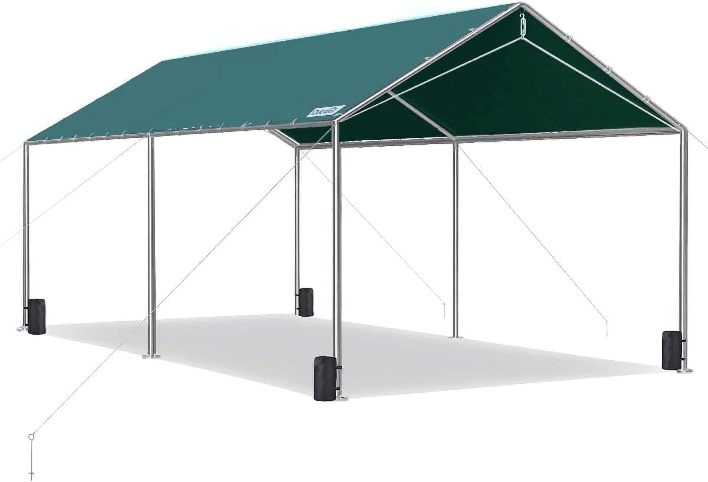 Quictent 10x20 ft Heavy Duty Carport Outdoor Garage Shelter Reinforced Structure, No Sidewall - Green