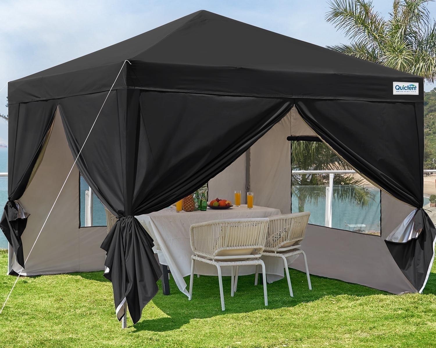 Quictent 8'x8' Pop up Canopy Tent with Sidewalls Instant Outdoor Gazebo Canopy Tent Enclosed with Wheeled Bag (Black)