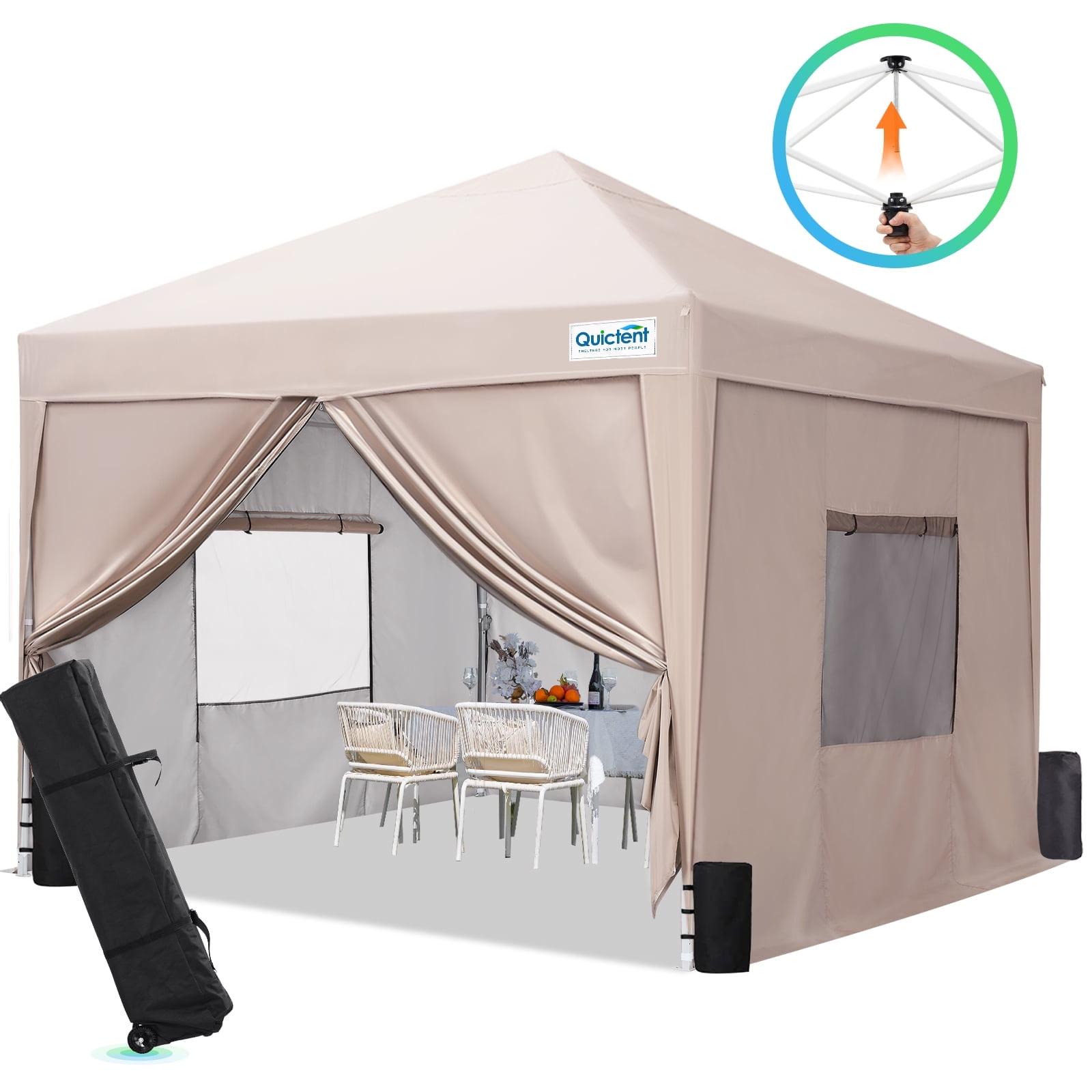 Quictent Privacy 10'x10’Pop up Canopy Tent with Sidewalls Enclosed Instant Gazebo Shelter Waterproof (Beige)