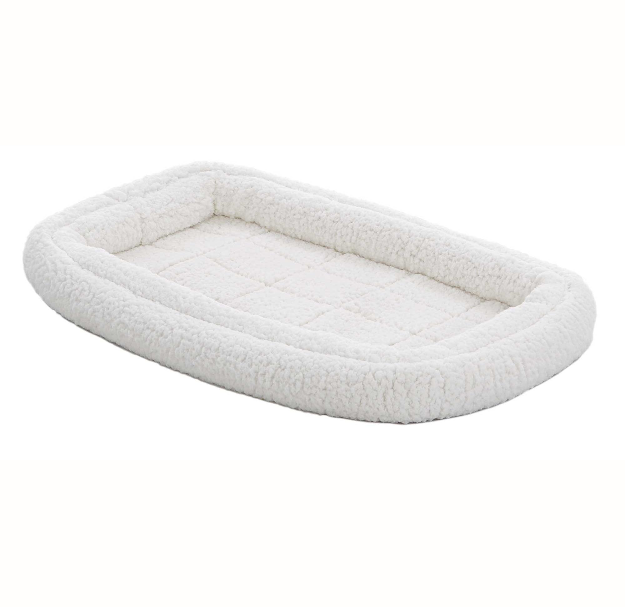 White Fleece Double Bolster Dog Bed for Crates, 54"