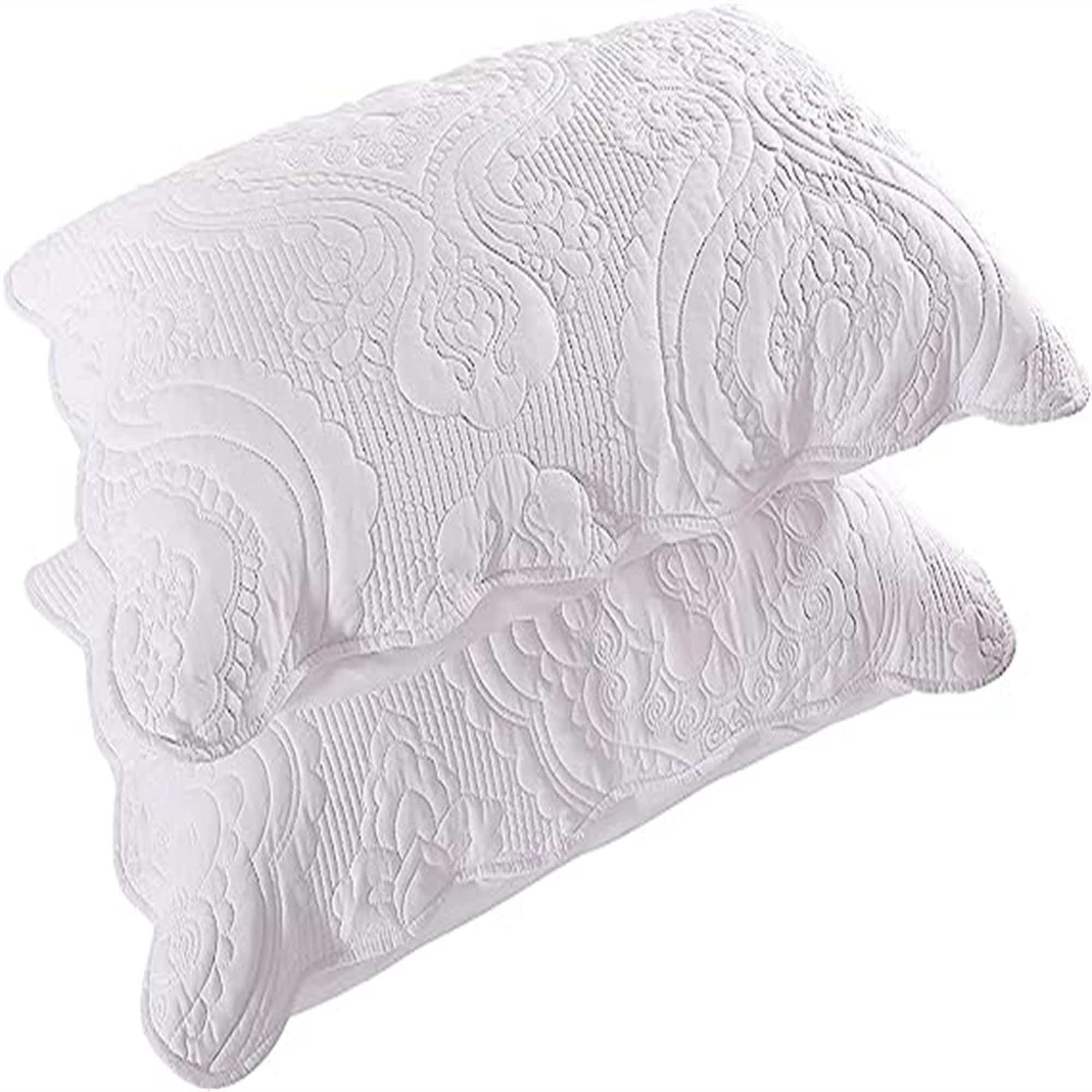 Quilted Pillow Shams Set White - King (20" x 36")