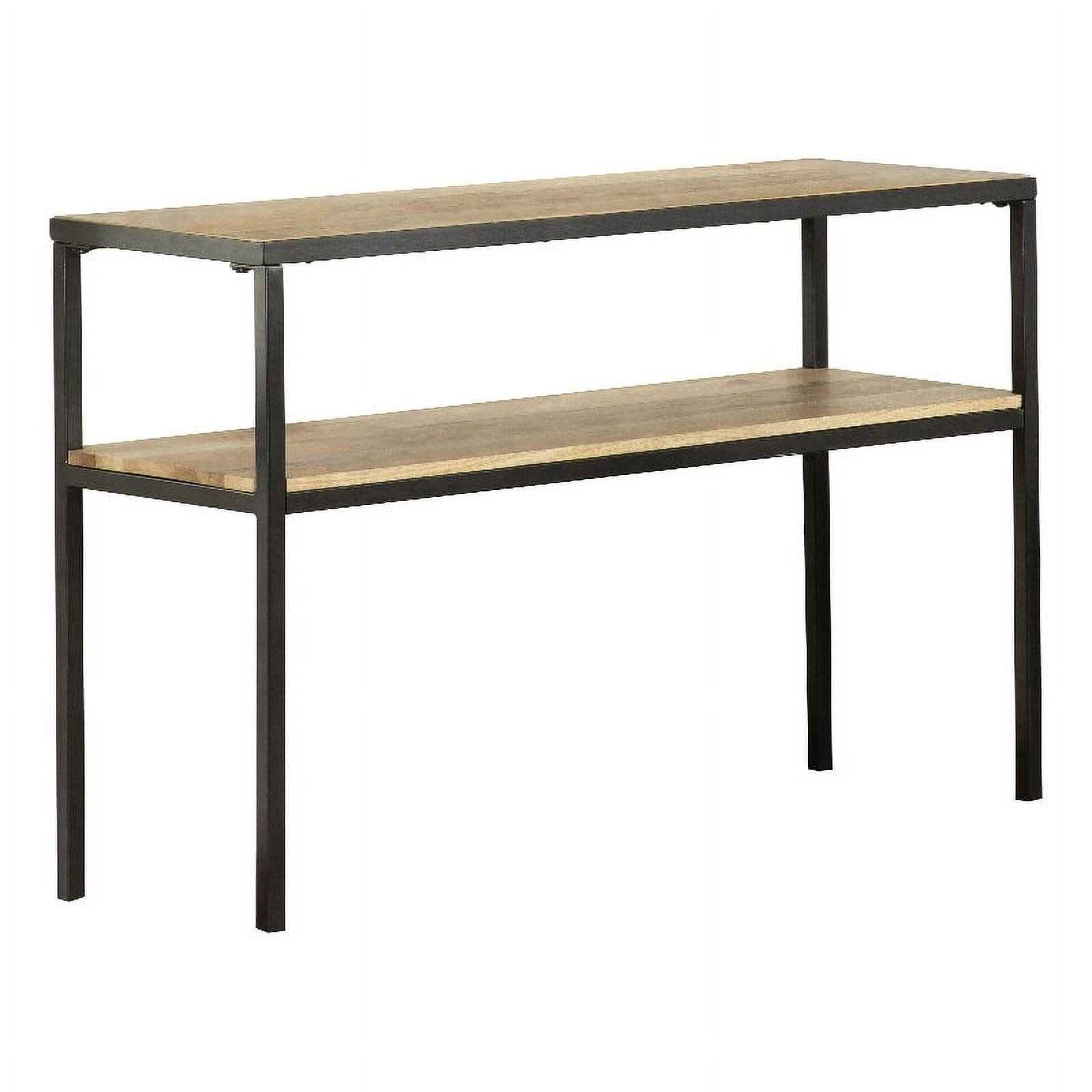 Industrial Black and Natural Wood Console Table with Storage