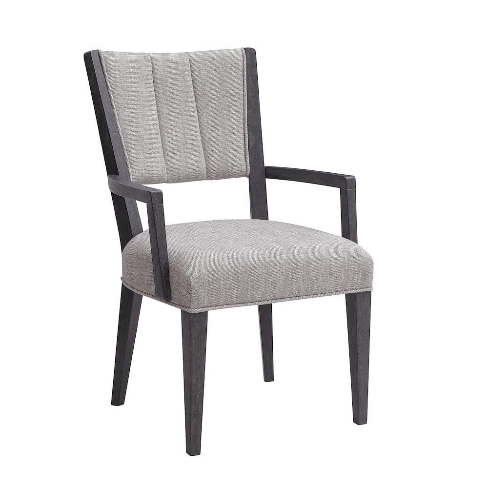 Quincy Black Upholstered Arm Chair with Ash Wood Veneers