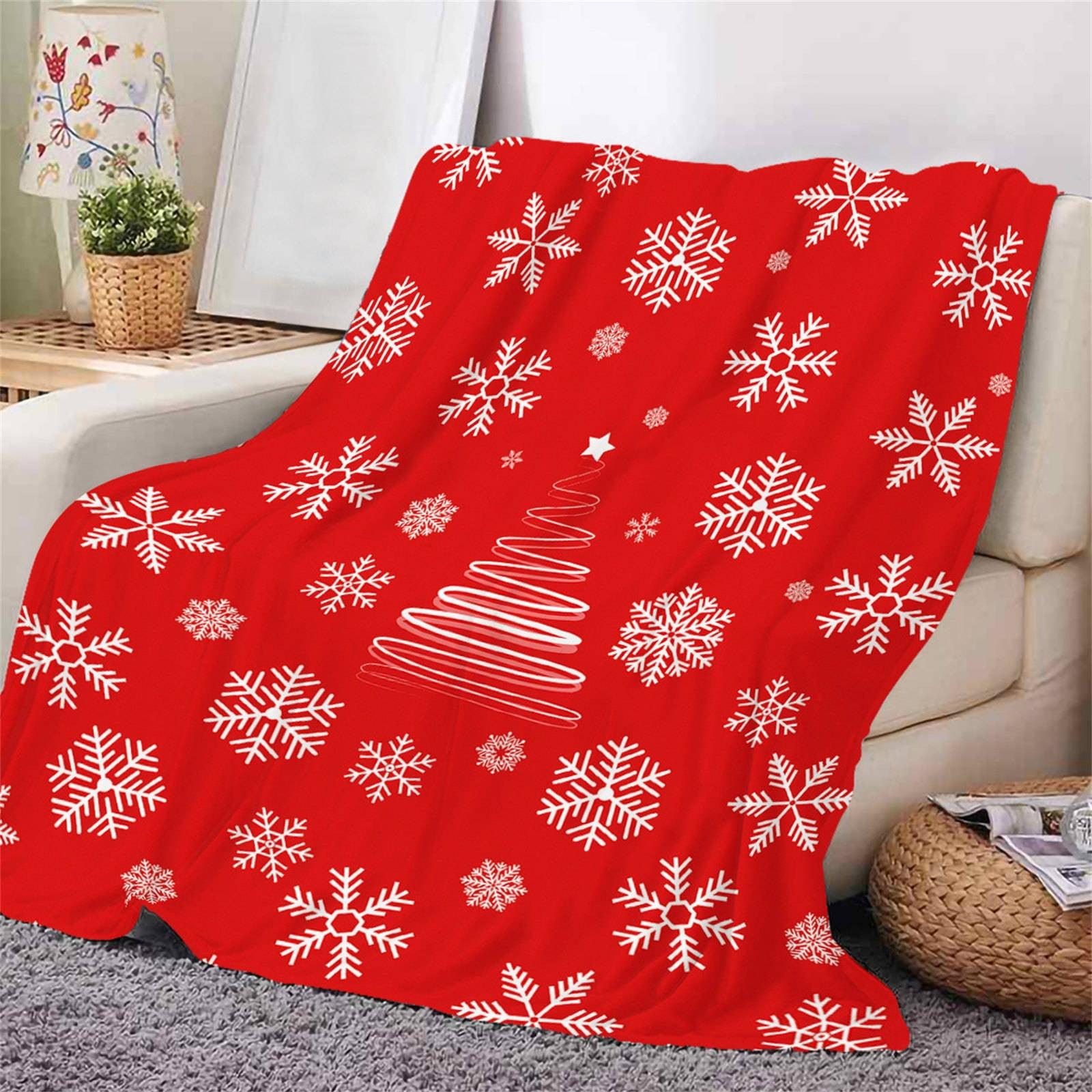 Red Snowflake Reversible Fleece Sherpa Christmas Blanket