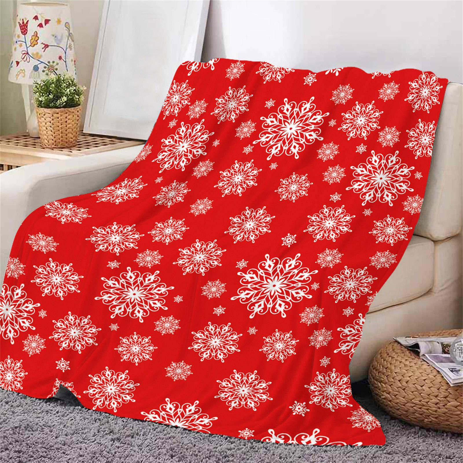PAVILIA Soft Fleece Blanket Throw for Couch, Lightweight Plush Warm Blankets for Bed Sofa with Jacquard Pattern, Snowflake Red/Throw - 50x60