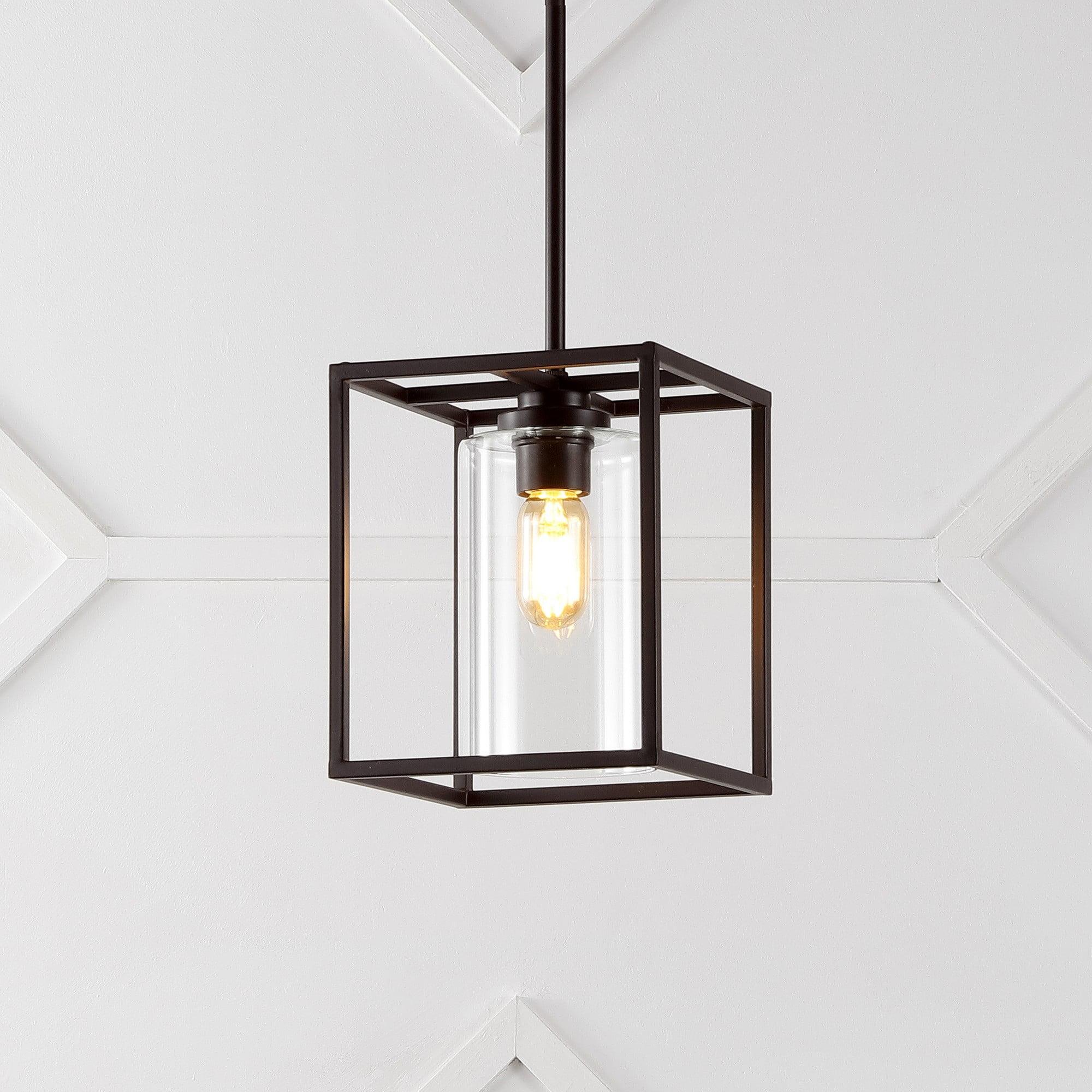 Quinn Industrial Rustic 8.13" Mini LED Pendant in Oil-Rubbed Bronze with Clear Glass
