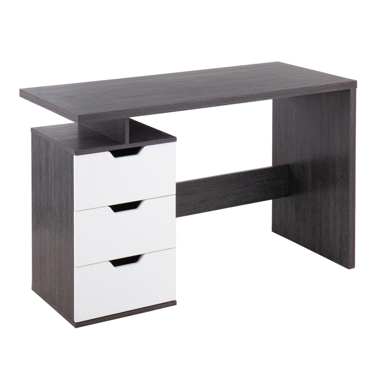 Quinn 47" Charcoal and White Wood Home Office Desk with Drawers