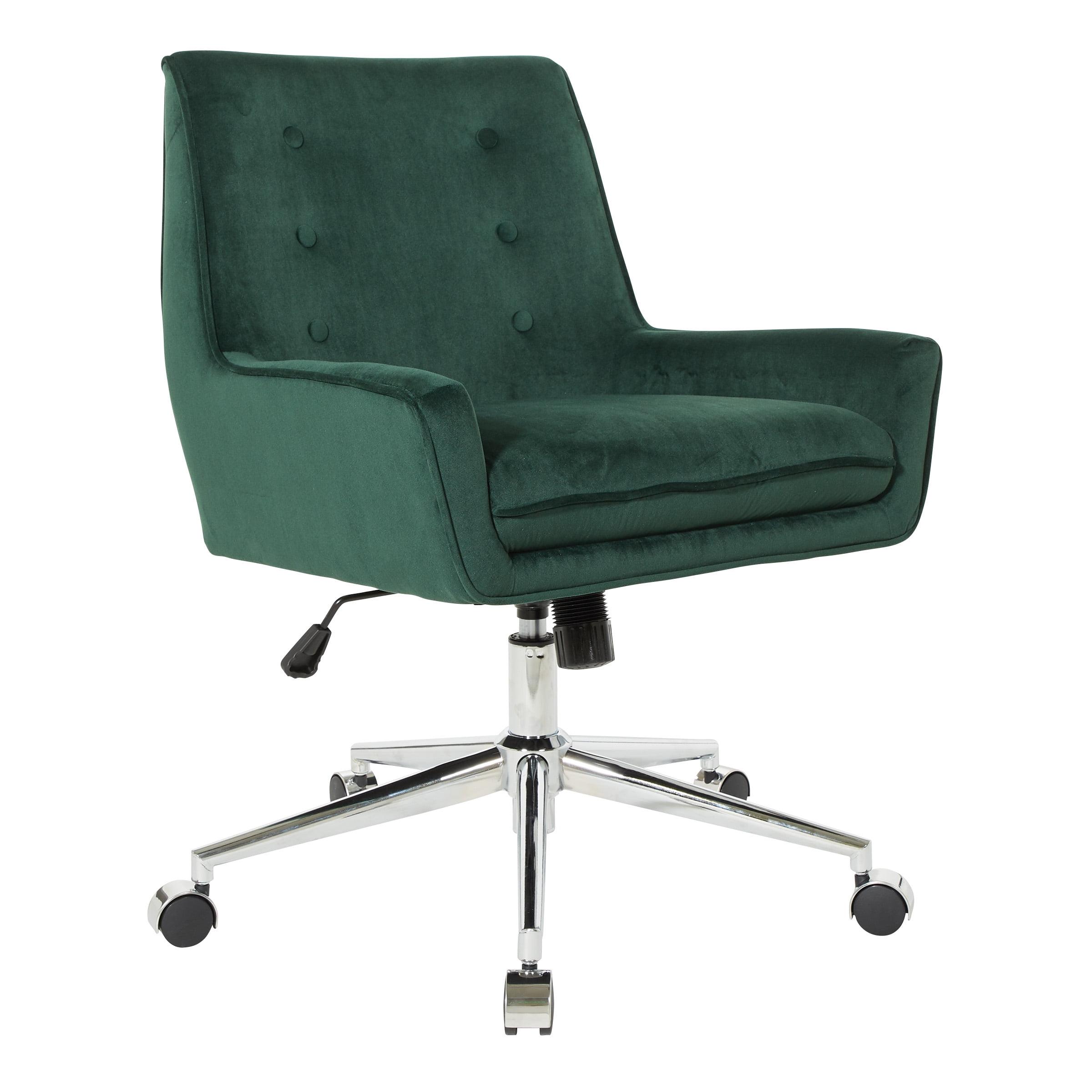 Quinn Office Chair in Emerald Green Velvet with Chrome Base KD