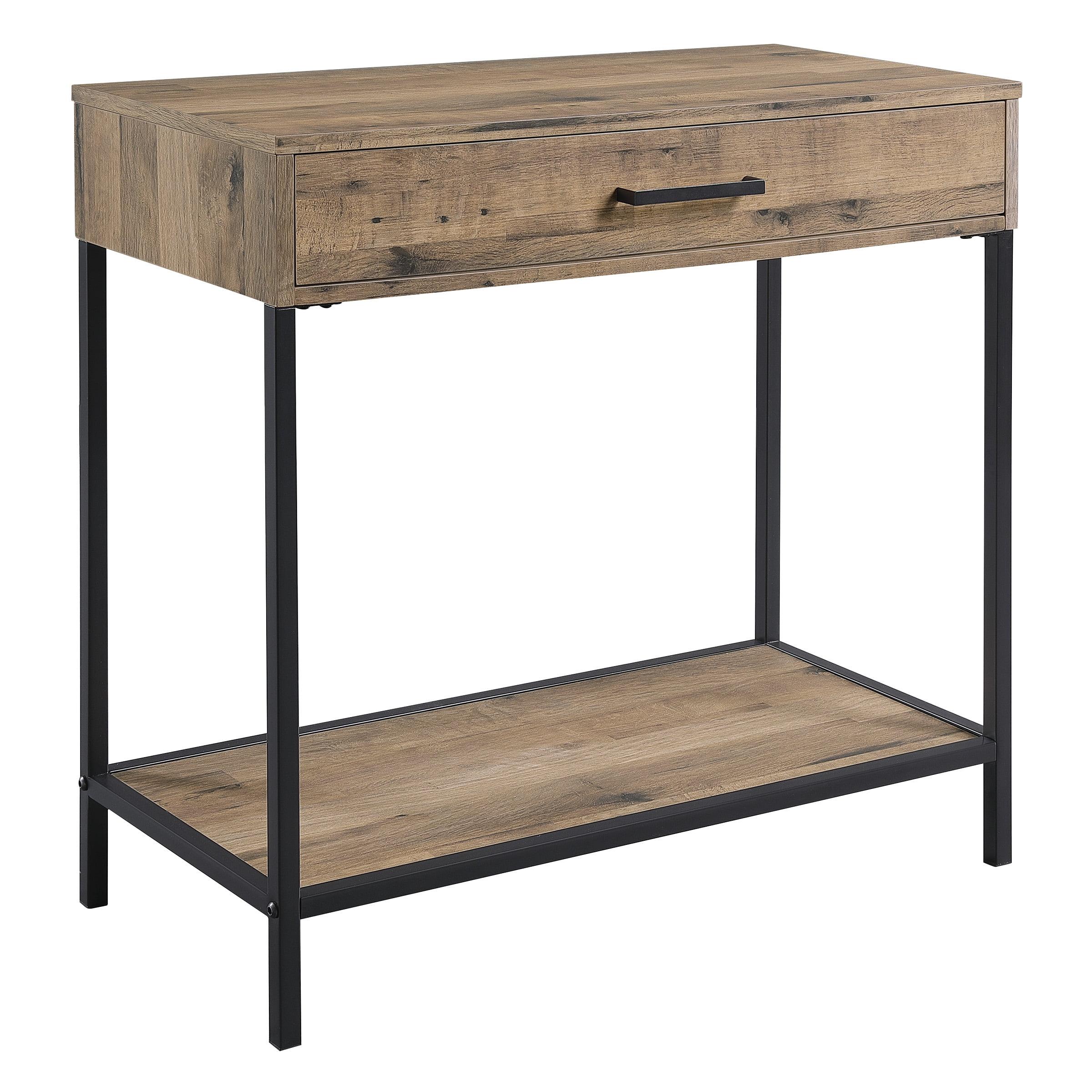 Quinton 47" Salvage Oak Brown Wood and Metal Console Table with Storage