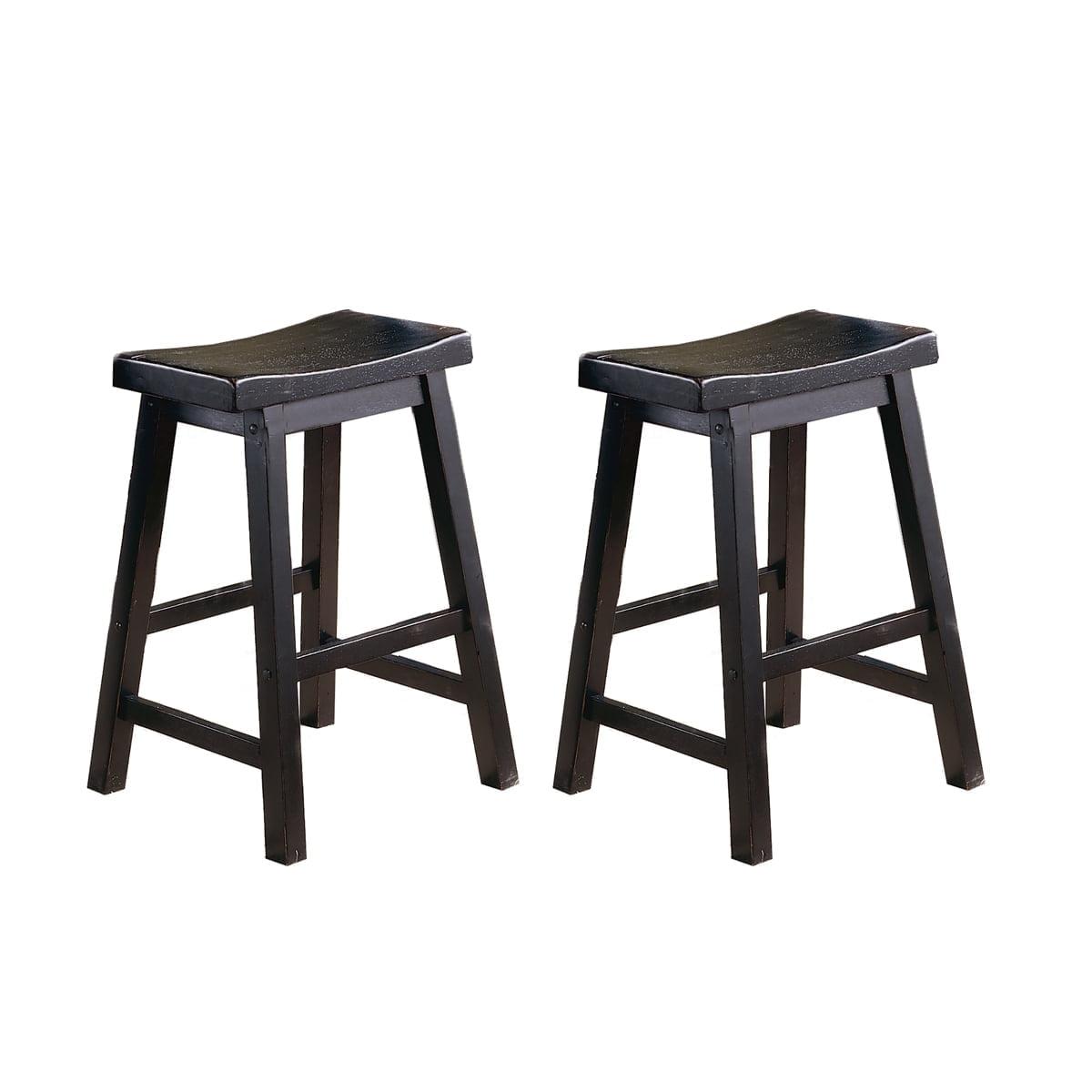 Lexicon Saddleback 24" Solid Wood Counter Stool in Black (Set of 2)