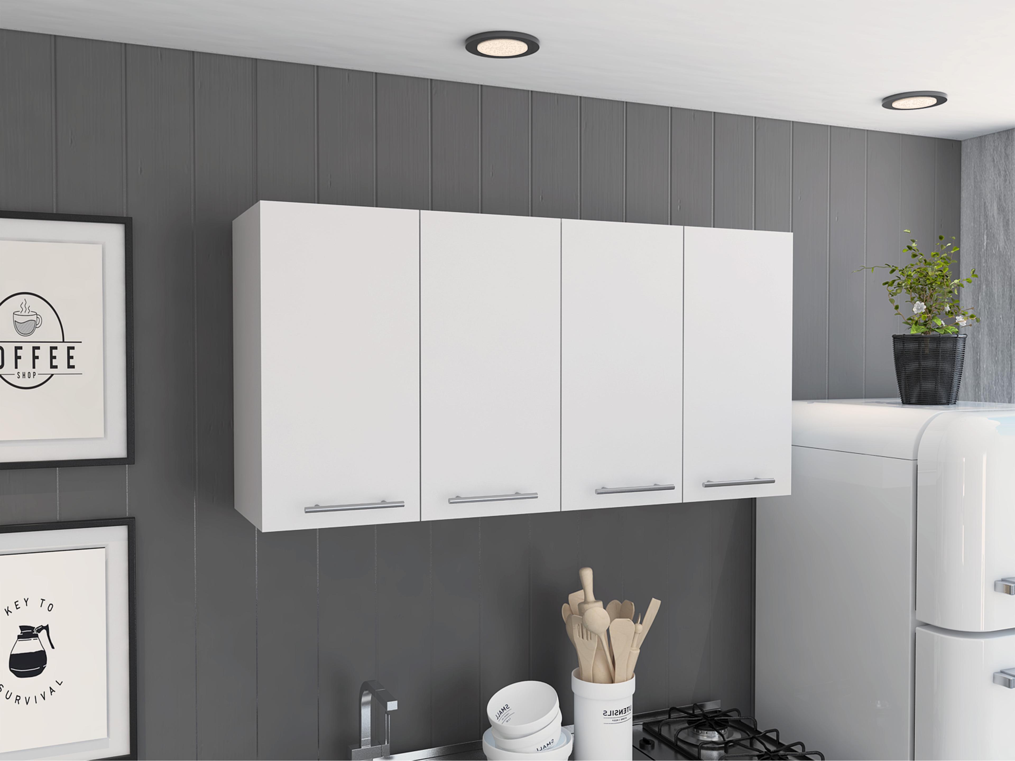 Depot E-Shop Wall Cabinet 24" H, four Doors, with two internal Shelves and internal plate and glass organizer