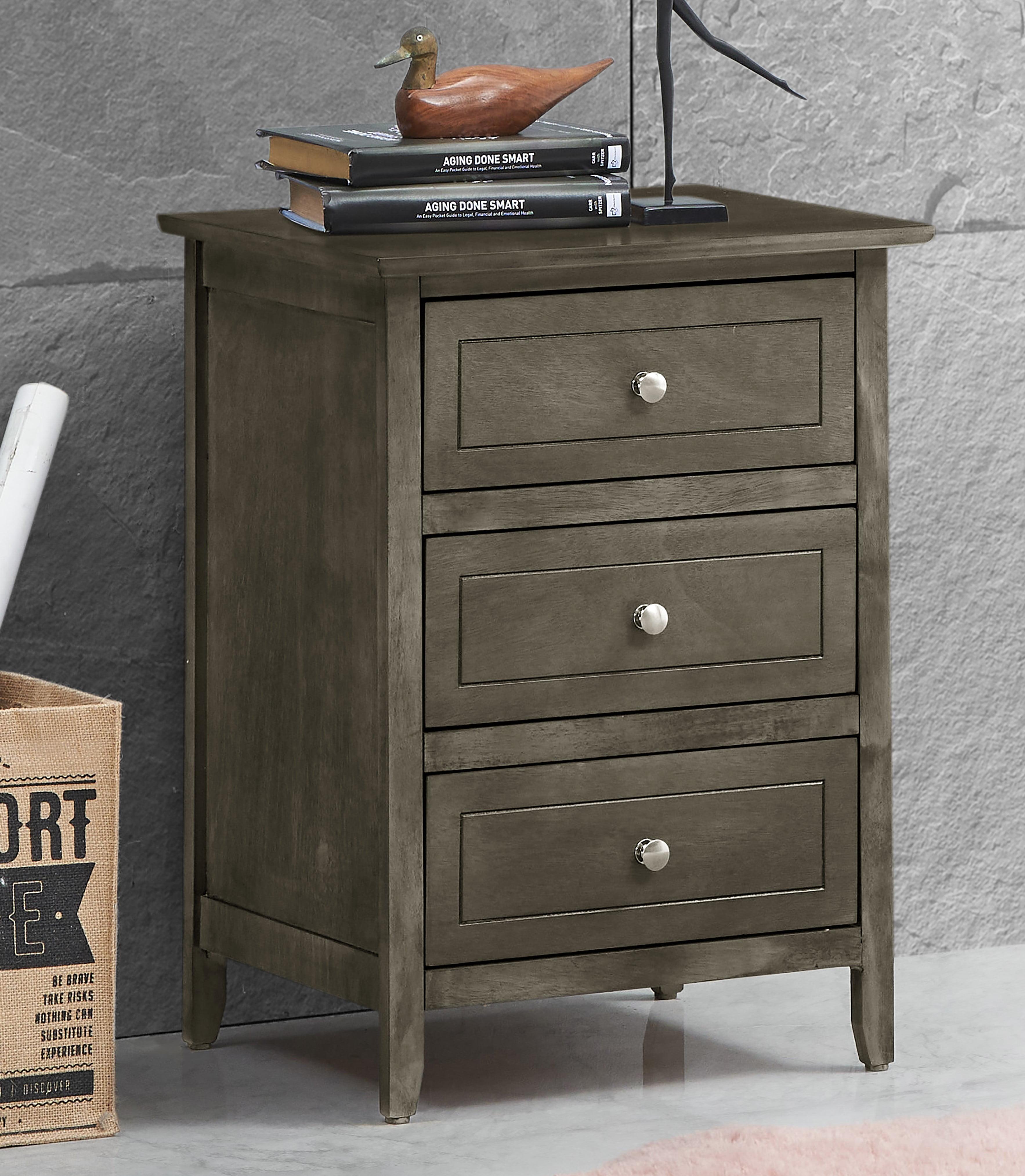 Gray Particle Board 3-Drawer Nightstand for Bedroom