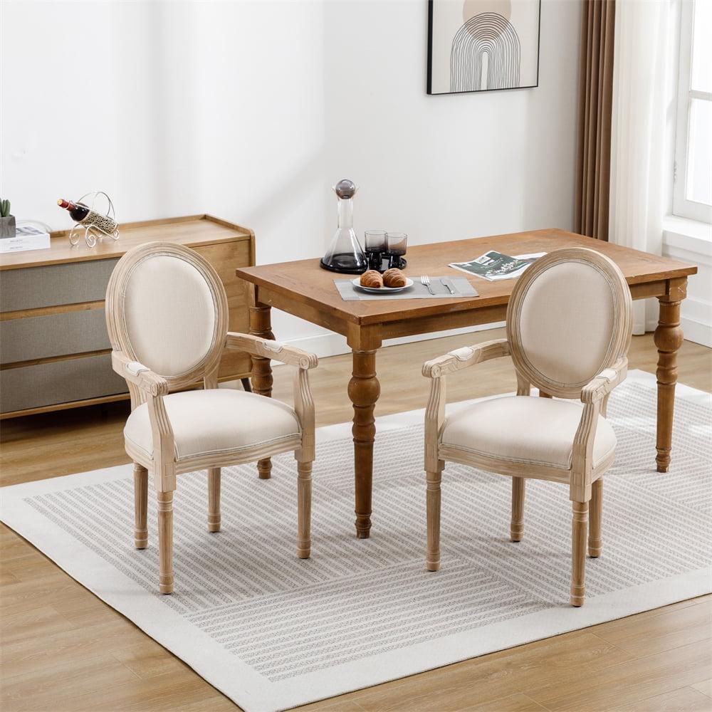 Miekor Furniture French Style Solid Wood Dining Chair,Set of 2,Cream W4US3549