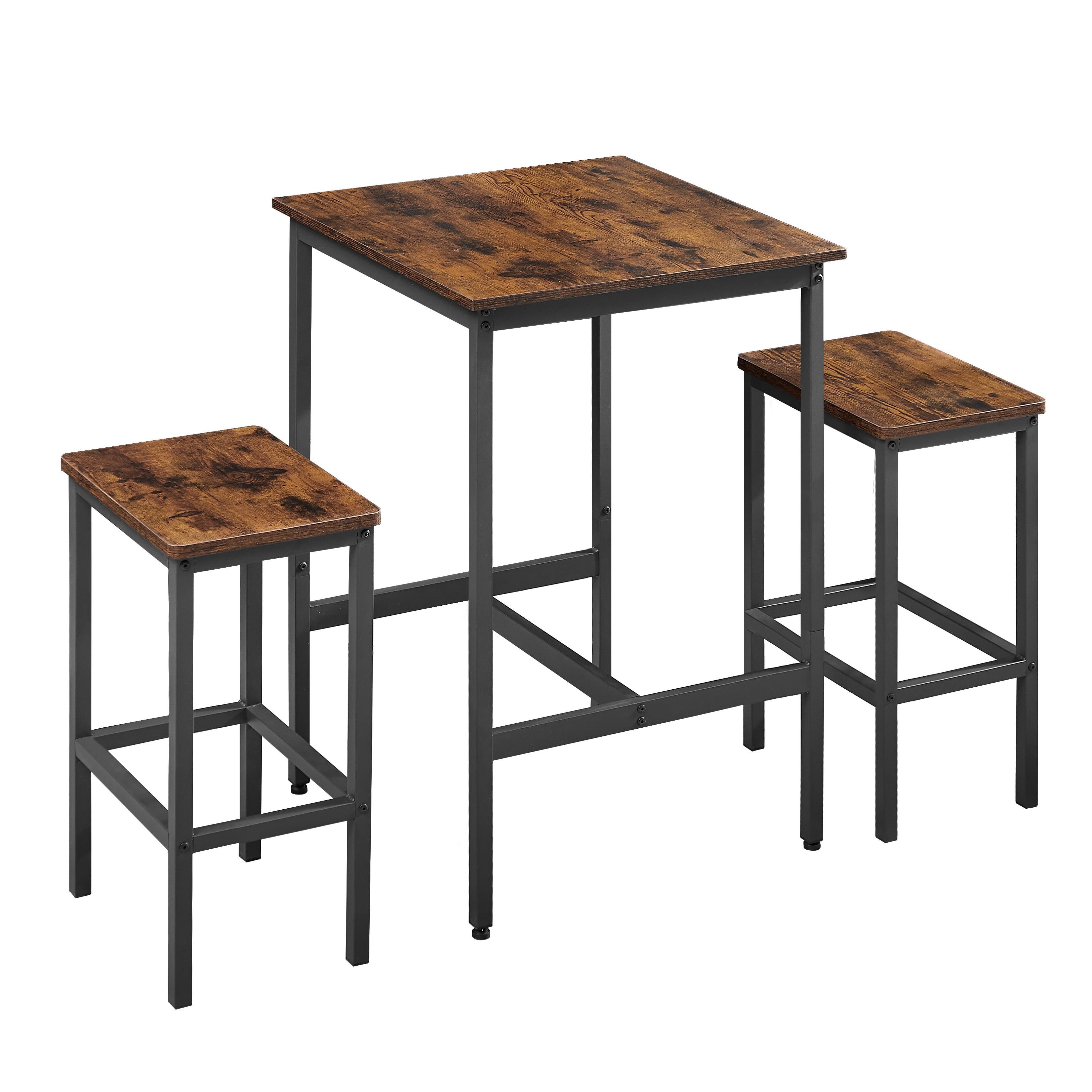 VASAGLE Bar Table and Chairs Set, Square Bar Table with 2 Bar Stools, Dining Pub Bar Table Set for 2, Living Room, Party Room