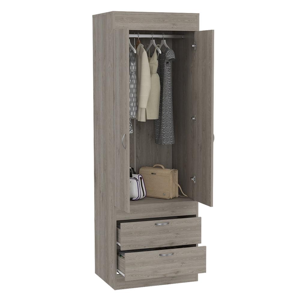 Plethoria Home 2-Drawer Armoire Light Gray