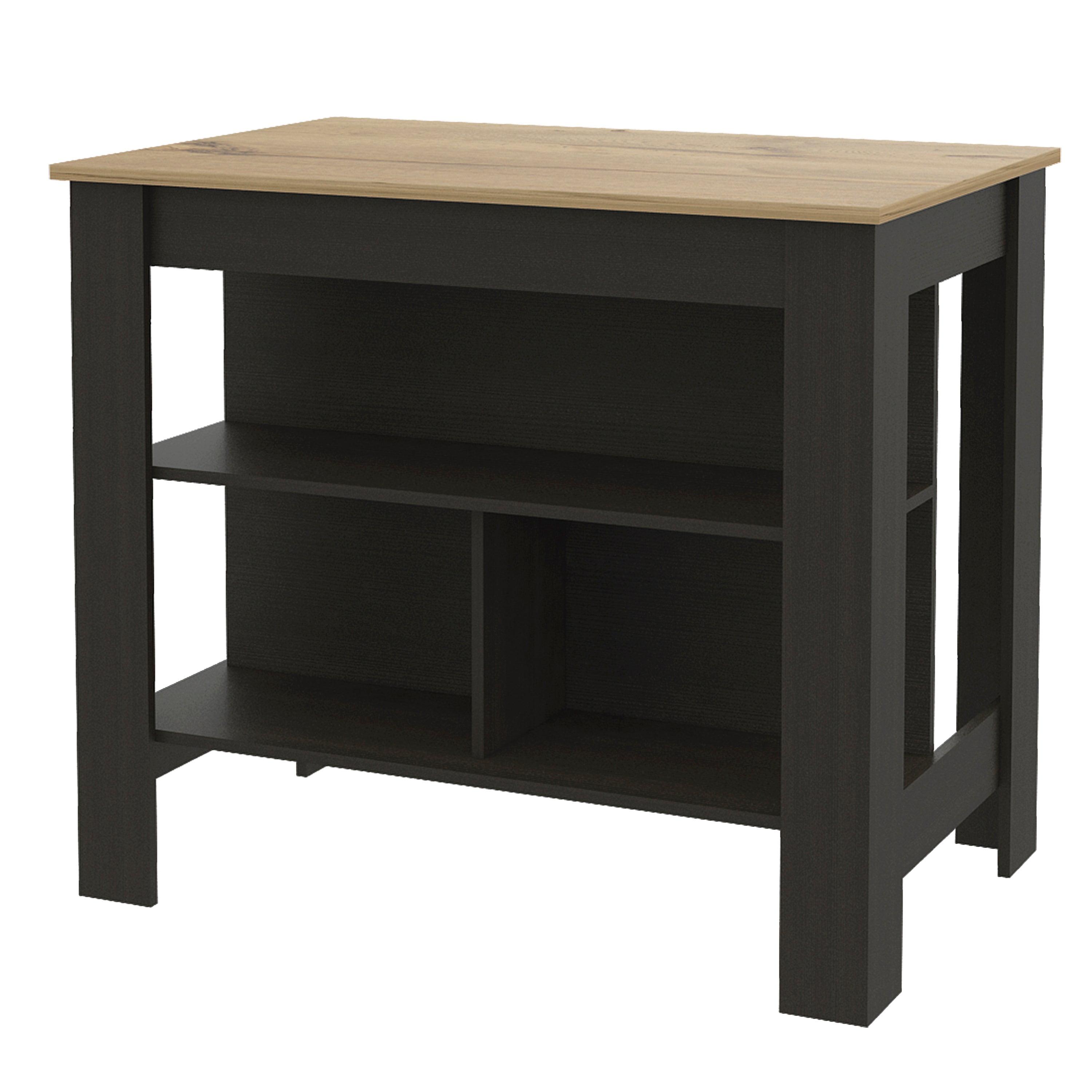 Depot E-Shop Kitchen Island, kitchen table 35" H, Four Legs, Three Open Storage Shelves